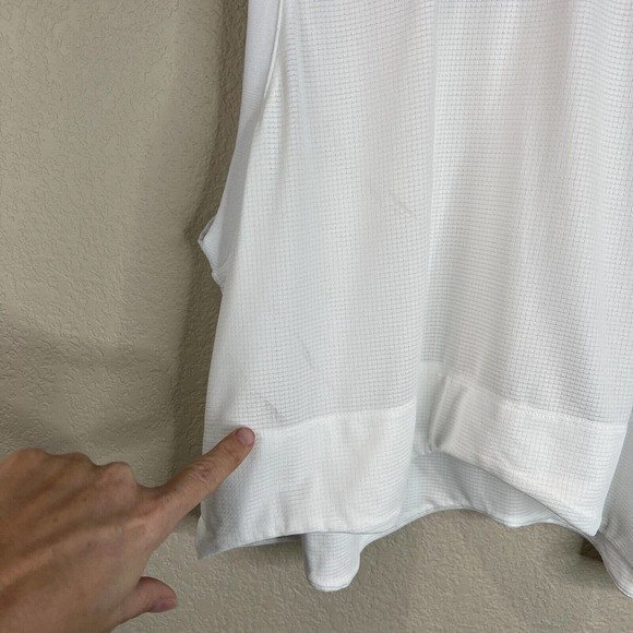 Ganni Bright White Tank Crop Top Large Prince Edition Active Mesh Asymmetric Hem - Picture 6 of 11